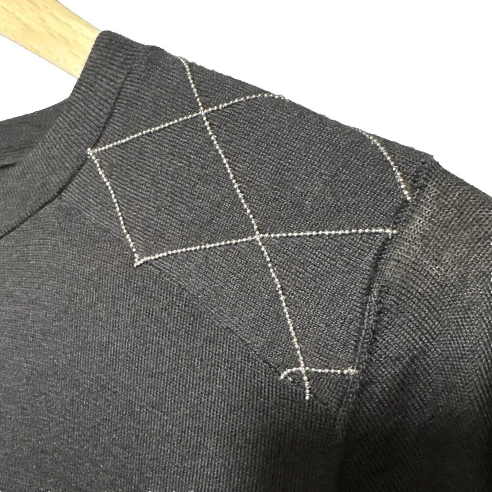 Brunello Cucinelli Cashmere Sweater Black Monili Crystal Bateau Neck L